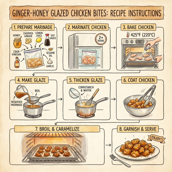 Ginger-Honey Glazed Chicken Bites instructions