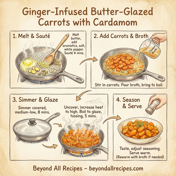 Ginger-Infused Butter-Glazed Carrots with Cardamom instructions