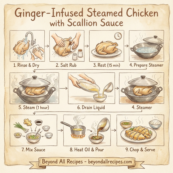 Ginger-Infused Steamed Chicken with Scallion Sauce instructions