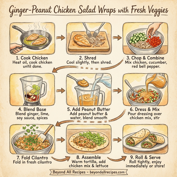Ginger-Peanut Chicken Salad Wraps with Fresh Veggies instructions