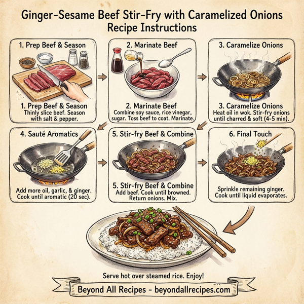 Ginger-Sesame Beef Stir-Fry with Caramelized Onions instructions