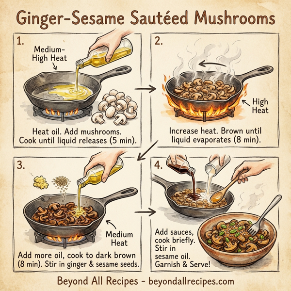 Ginger-Sesame Sautéed Mushrooms instructions
