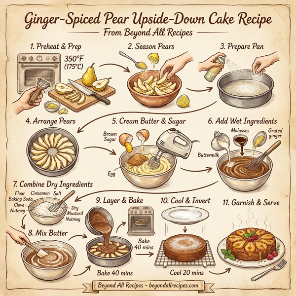 Ginger-Spiced Pear Upside-Down Cake instructions