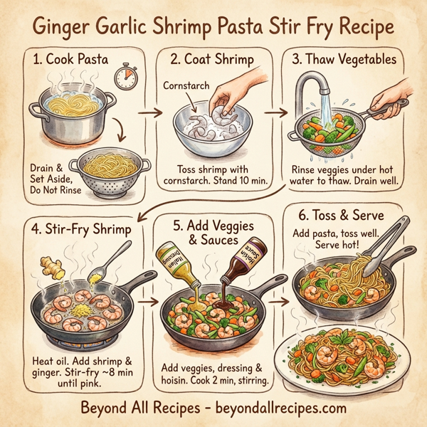 Ginger Garlic Shrimp Pasta Stir Fry instructions