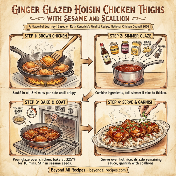 Ginger Glazed Hoisin Chicken Thighs with Sesame and Scallion instructions
