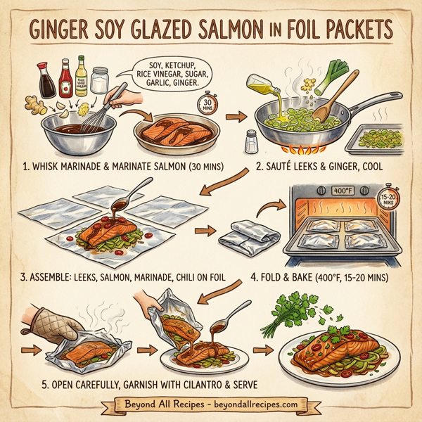 Ginger Soy Glazed Salmon in Foil Packets instructions