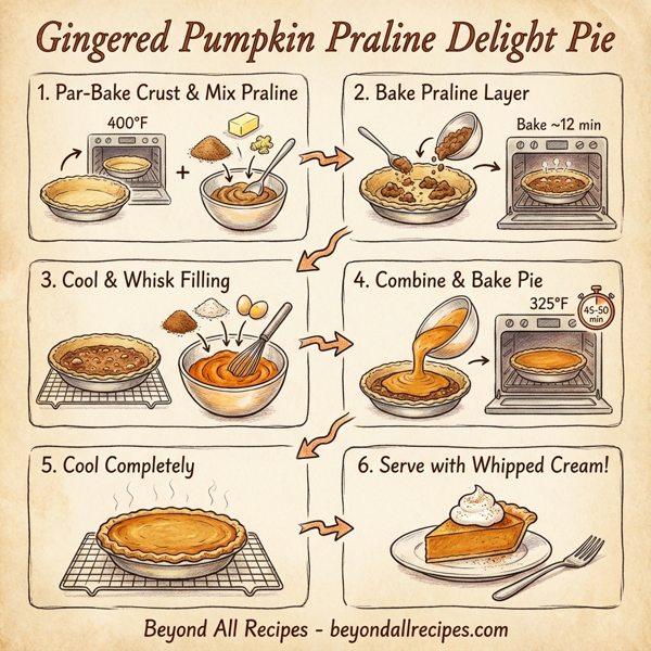 Gingered Pumpkin Praline Delight Pie instructions