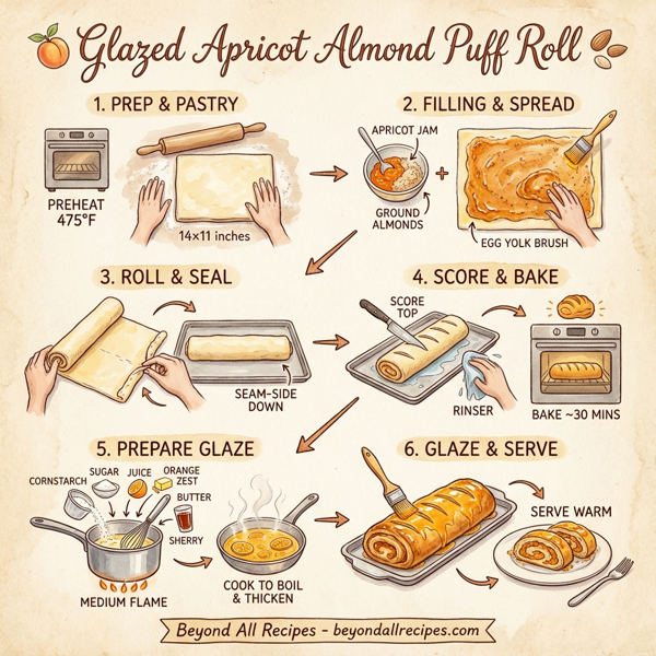 Glazed Apricot Almond Puff Roll instructions