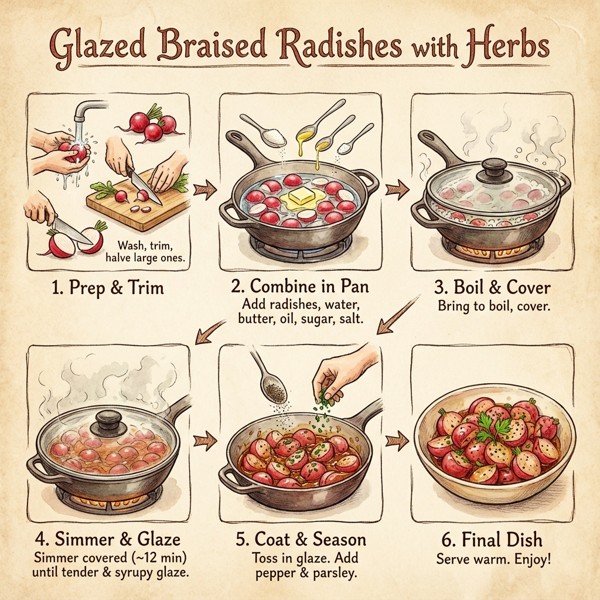 Glazed Braised Radishes with Herbs instructions