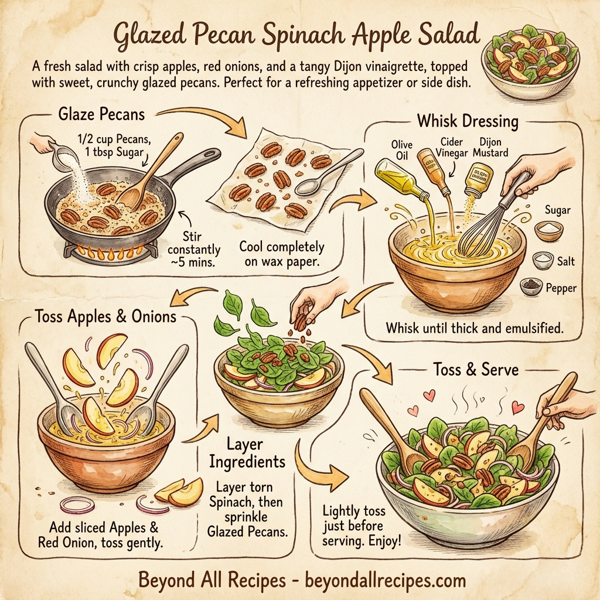 Glazed Pecan Spinach Apple Salad instructions