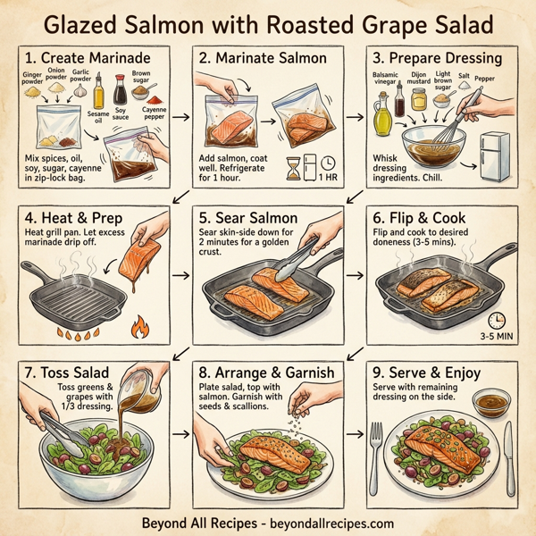 Glazed Salmon with Roasted Grape Salad instructions