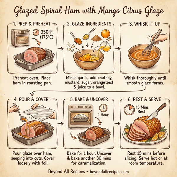 Glazed Spiral Ham with Mango Citrus Glaze instructions