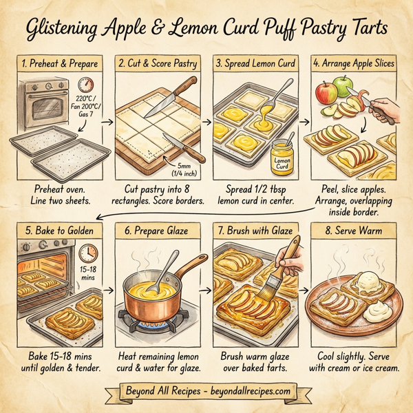 Glistening Apple & Lemon Curd Puff Pastry Tarts instructions