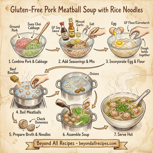 Gluten-Free Pork Meatball Soup with Rice Noodles instructions