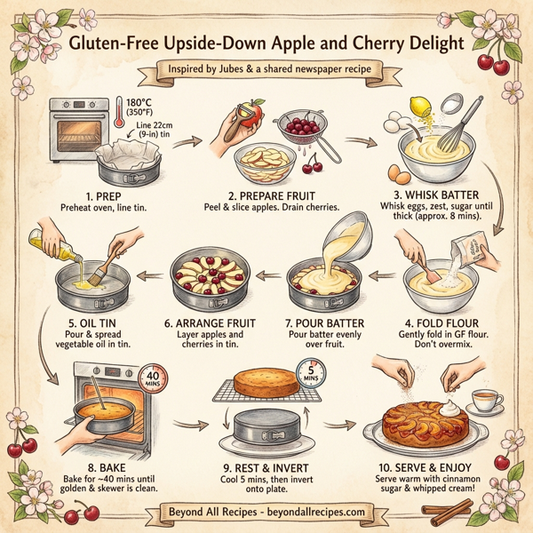 Gluten-Free Upside-Down Apple and Cherry Delight instructions