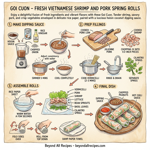 Goi Cuon - Fresh Vietnamese Shrimp and Pork Spring Rolls instructions