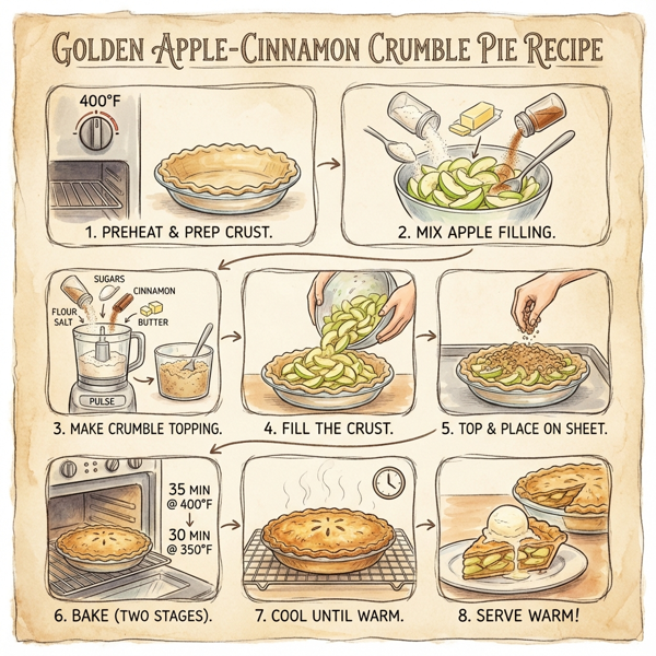 Golden Apple-Cinnamon Crumble Pie instructions