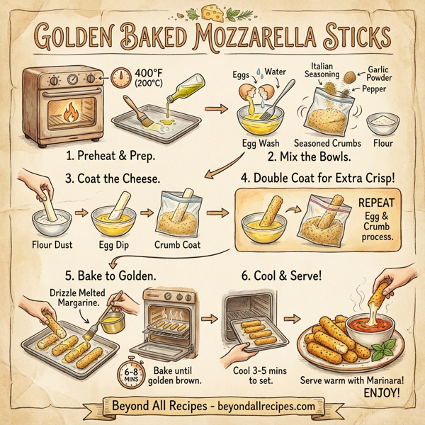 Golden Baked Mozzarella Sticks instructions
