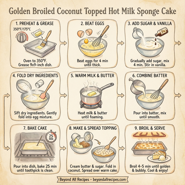 Golden Broiled Coconut Topped Hot Milk Sponge Cake instructions