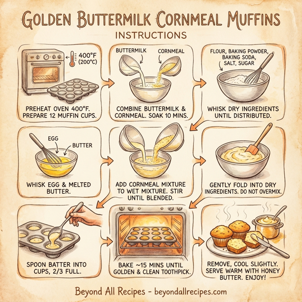 Golden Buttermilk Cornmeal Muffins instructions