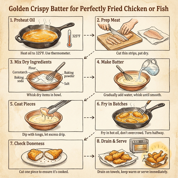 Golden Crispy Batter for Perfectly Fried Chicken or Fish instructions