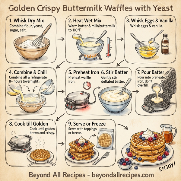 Golden Crispy Buttermilk Waffles with Yeast instructions