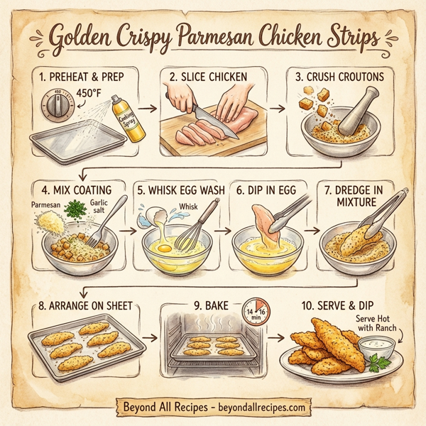 Golden Crispy Parmesan Chicken Strips instructions