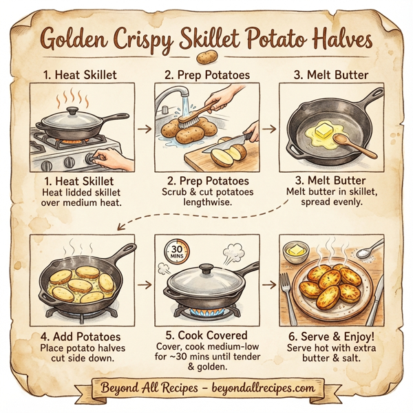 Golden Crispy Skillet Potato Halves instructions
