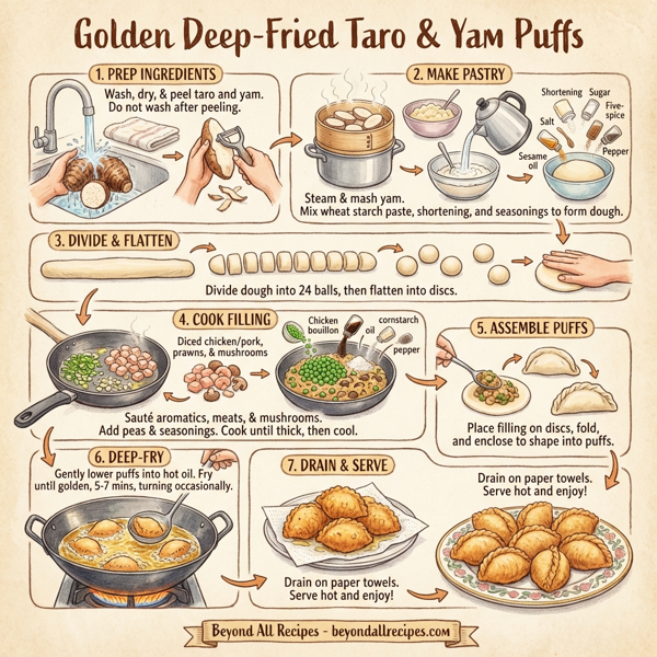 Golden Deep-Fried Taro and Yam Puffs instructions