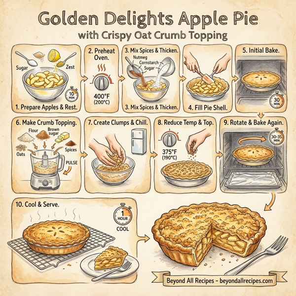 Golden Delights Apple Pie with Crispy Oat Crumb Topping instructions