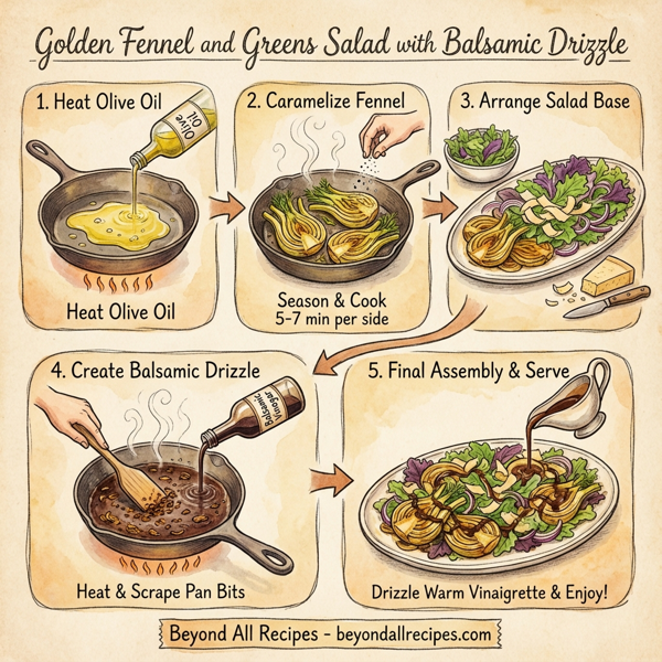 Golden Fennel and Greens Salad with Balsamic Drizzle instructions