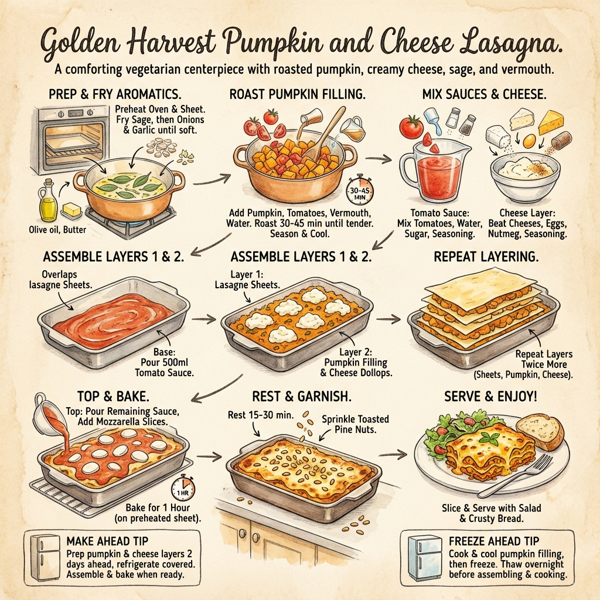Golden Harvest Pumpkin and Cheese Lasagna instructions