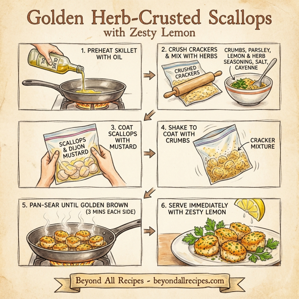 Golden Herb-Crusted Scallops with Zesty Lemon instructions