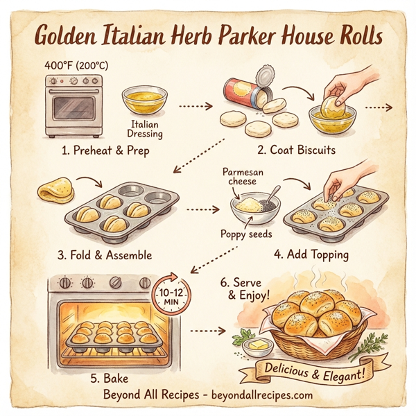 Golden Italian Herb Parker House Rolls instructions