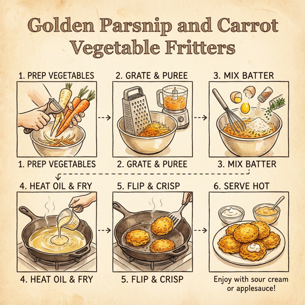 Golden Parsnip and Carrot Vegetable Fritters instructions