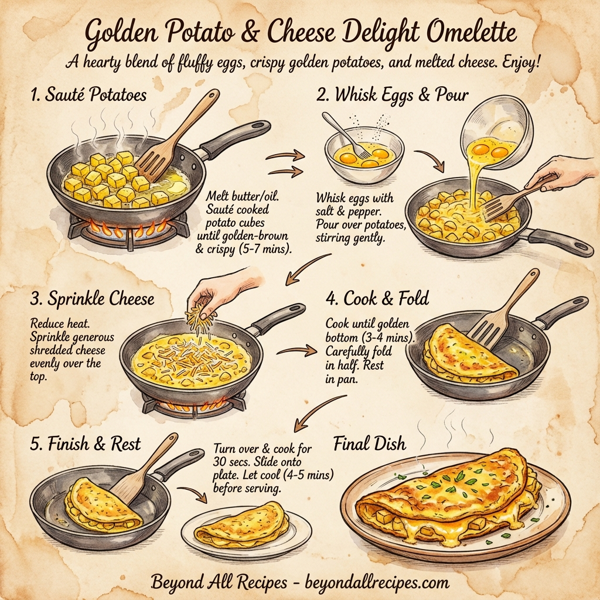 Golden Potato and Cheese Delight Omelette instructions