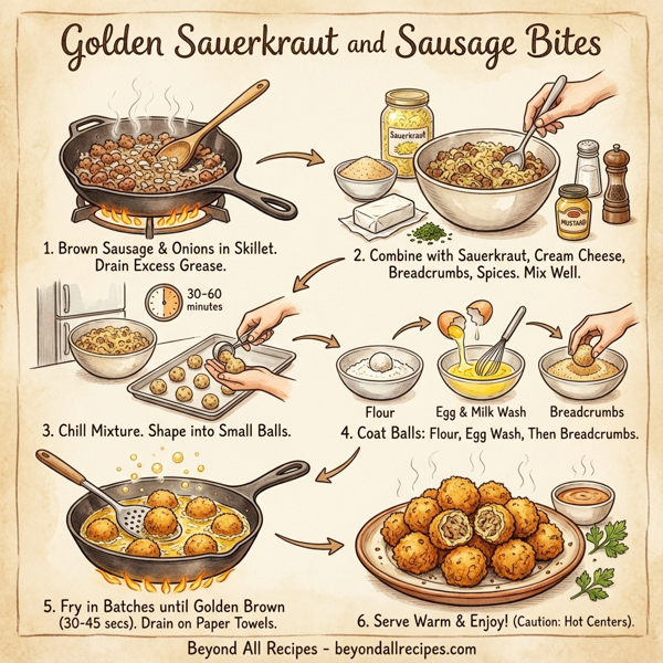 Golden Sauerkraut and Sausage Bites instructions