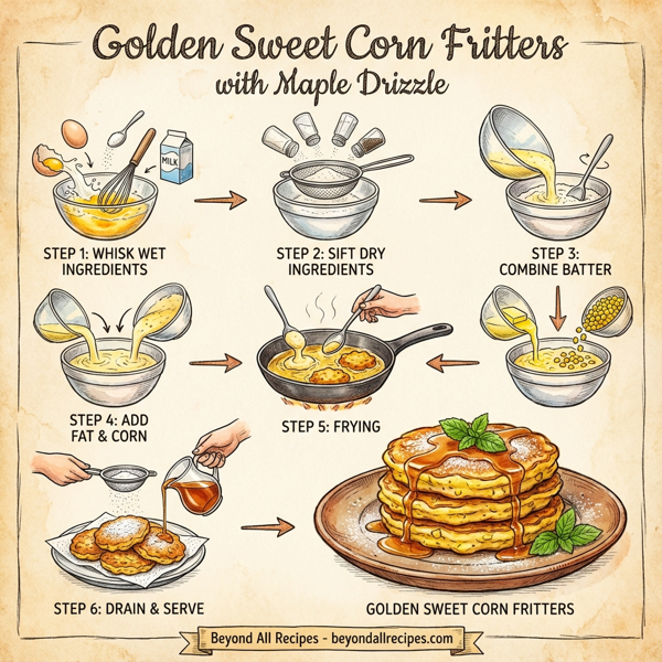 Golden Sweet Corn Fritters with Maple Drizzle instructions