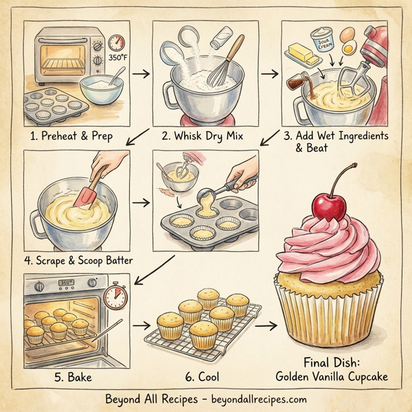 Golden Vanilla Cupcakes instructions