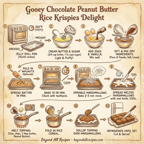 Gooey Chocolate Peanut Butter Rice Krispies Delight instructions