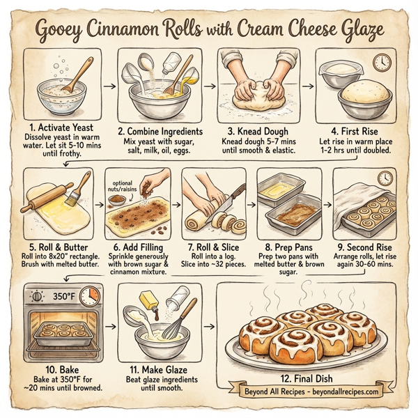 Gooey Cinnamon Rolls with Cream Cheese Glaze instructions