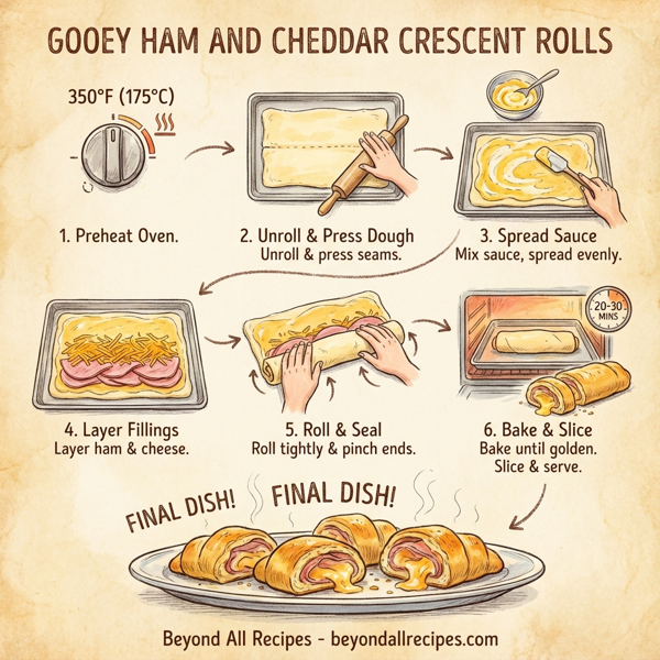 Gooey Ham and Cheddar Crescent Rolls instructions