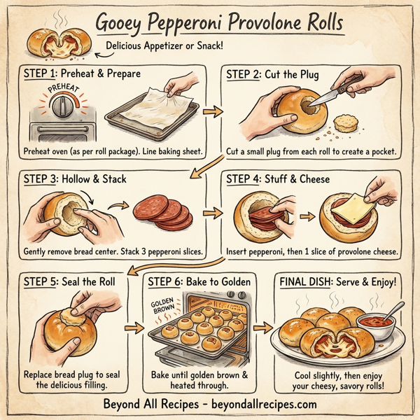 Gooey Pepperoni Provolone Rolls instructions