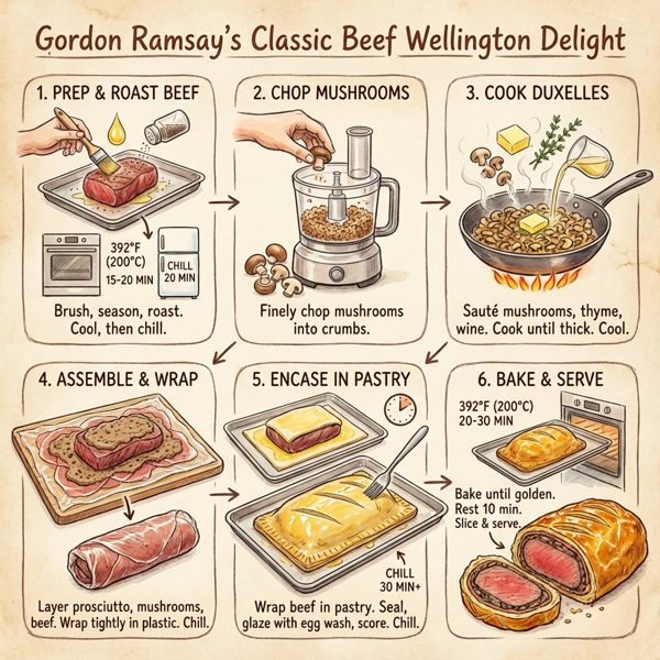 Gordon Ramsay's Classic Beef Wellington Delight instructions