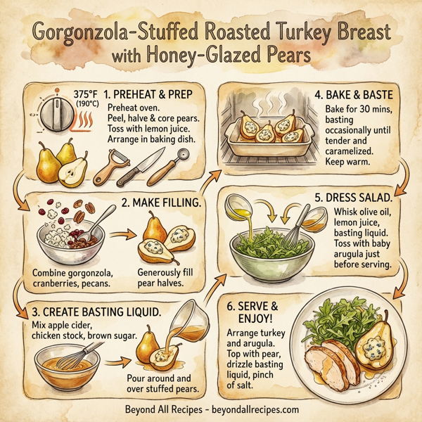 Gorgonzola-Stuffed Roasted Turkey Breast with Honey-Glazed Pears instructions
