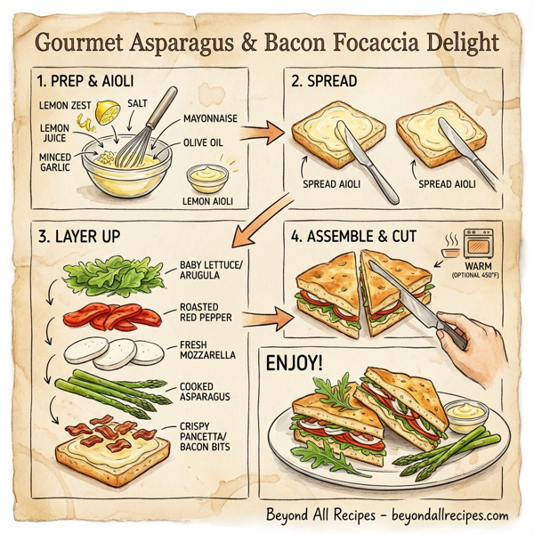 Gourmet Asparagus & Bacon Focaccia Delight instructions