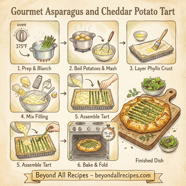 Gourmet Asparagus and Cheddar Potato Tart instructions
