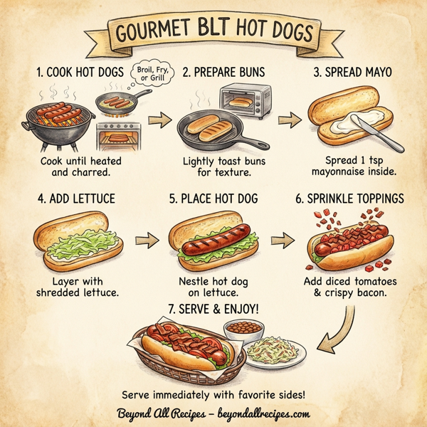 Gourmet BLT Hot Dogs instructions