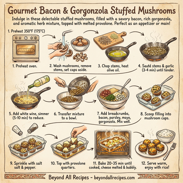 Gourmet Bacon & Gorgonzola Stuffed Mushrooms instructions