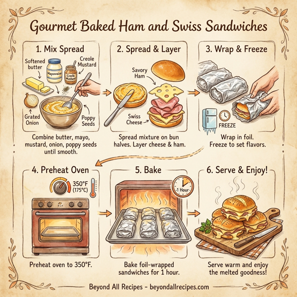 Gourmet Baked Ham and Swiss Sandwiches instructions